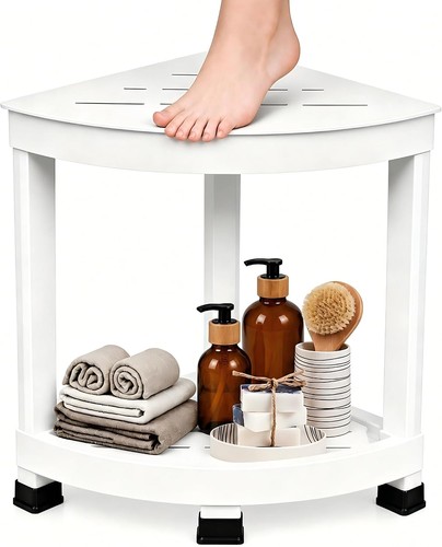 White corner shower - white,