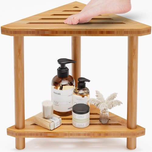 Bamboo tier shower stool - bamboo, 2-tier